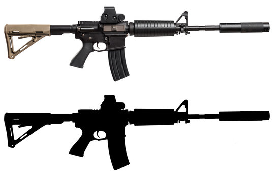 special forces rifle with alpha channel isolated on white background
