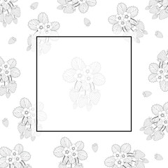 Strawberry and Flower Outline Banner on White Background2