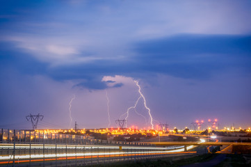 lightning over the city