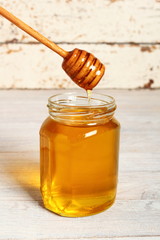 Jar of Honey with Honey Dipper