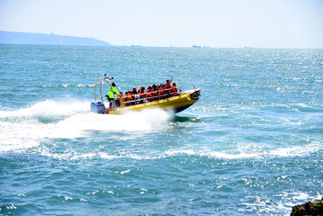 Fototapeta premium speed boat in sea water sport