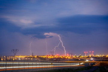 lightning over the city
