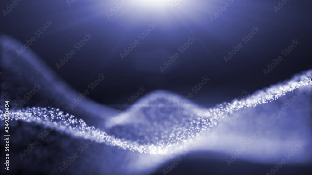 Poster abstract blurry dots waves with shining light effect. copy space animation background.