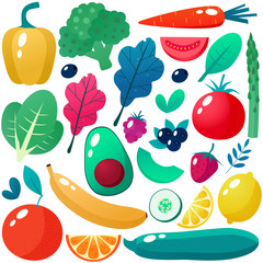 Collection of vegetables. Vector illustration.