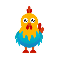 Cartoon chicken vector flat illustration