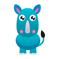 Cute rhinoceros vector flat  illustration.