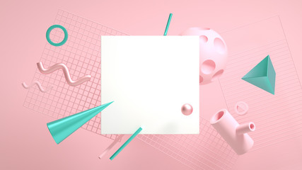 abstract geometric shapes isolated on pink background,3d rendering,conceptual image.