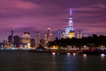 Naklejka na ściany i meble Manhattan Skyline ,waterfront and skyline viewed from the Hudson River Hoboken NJ, New York,USA 