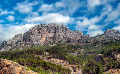 Fototapeta na wymiar Mountains of Sierra de Cazorla in Andalusia in a sunny day in the south of Spain