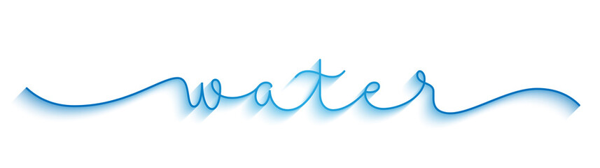 WATER blue vector monoline calligraphy banner with swashes