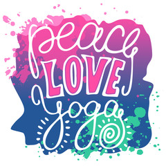 Yoga sign lettering. International yoga day. Hand drawn lettering on white background. Yoga script, yoga words. Lettering with ink pen.