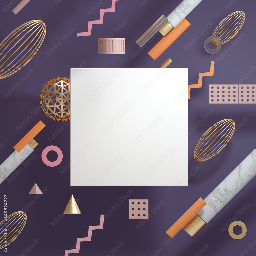 Poster 3d rendered illustration with abstract geometric shapes,3d rendering,conceptual image.