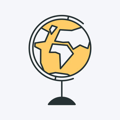 Vector icon of the Earth globe. World planet circle vector illustration. Also can be used as a logo, label, school geography and education symbol