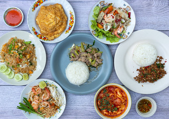 Thai food mixed dishes 