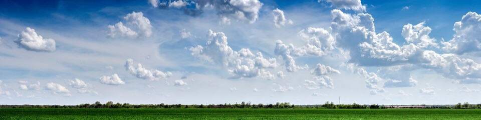 Beautiful clouds over a green field