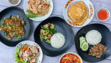 Thai food mixed dishes 