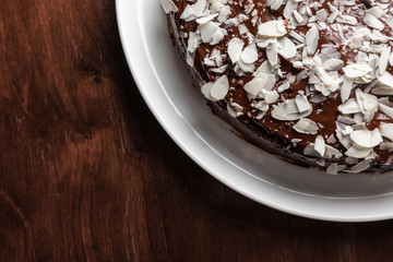 Beautiful fresh sweet cake with berry and chocolate