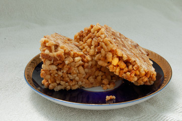 delicious cake on  dark plate