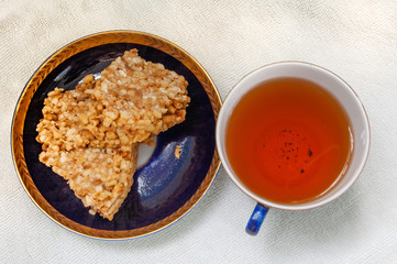 delicious biscuit and cup of tea