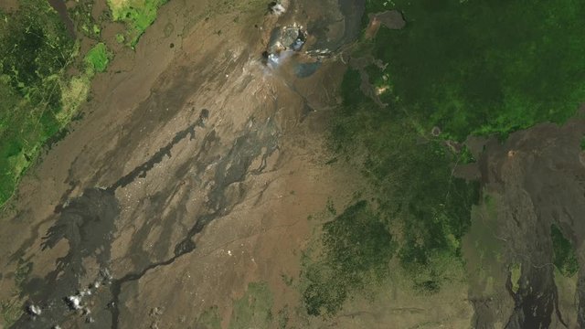 Kilauea volcano crater transformation time lapse in years with lake ponds formation animation. Based on images furnished by Nasa