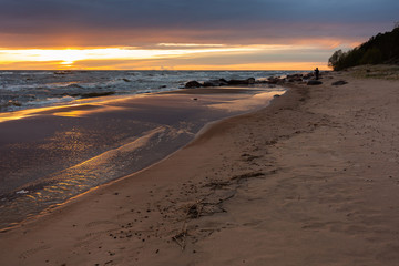 City Tuja, Latvia. Baltic sea with rocks and sand. Travel photo.