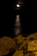 Moon reflected in the Mediterranean Sea Spain