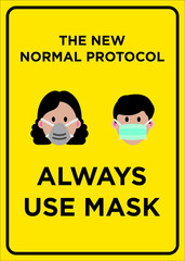 Vector Poster: The New Normal Protocol, Always Use Mask