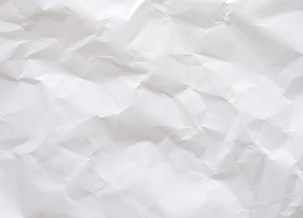 White crumpled paper texture, copy space for text, used for a background.