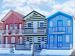 Casas às riscas na Costa Nova, Ílhavo, Portugal