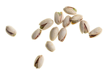 Ripe pistachios nuts isolated on a white background