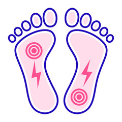 Acute pain foot color line icon. Sprain, injury. Isolated vector element. Outline pictogram for web page, mobile app, promo.