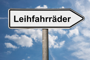 Wegweiser Leihfahrräder