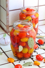Cherry tomatoes canned.