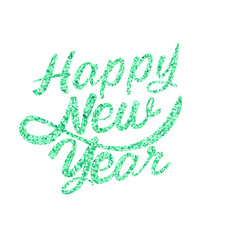 Happy New Year 2021 typographic emblems. Vector logo, text design. Black, white and glitter. Usable for banners, greeting cards, gifts etc.