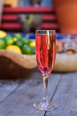 Rose wine in a glass
