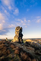 Sunset at the Devils wall in Timmenrode, National Park Harz near Brunswick