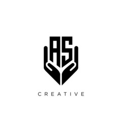 as shield hand logo design vector icon symbol