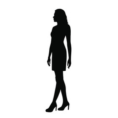 Silhouette of a woman standing, profile,  business people,vector illustration, black color, isolated on white background