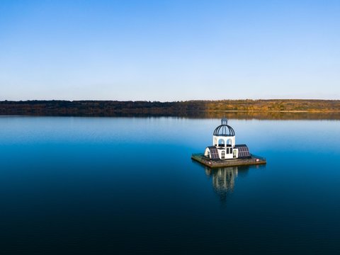Swimming church Vineta on the St&ouml;rmthaler Lake near Leipzig