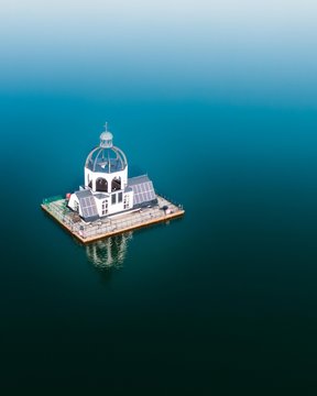 Swimming church Vineta on the St&ouml;rmthaler Lake near Leipzig