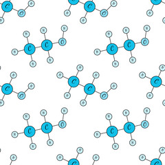 Semless pattern with C2H5OH medical chemical formula of alcohol ethanol. Concept of chemistry, biology, science molecula, component of disinfection and anticeptic process. drinks, booze production