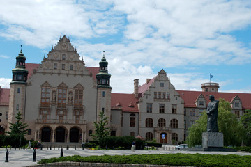 Fototapeta premium Poznan Poland, University Aula and Collegium Minus of Adam Mickiewicz UniversityTranslation Latin to english: Less College