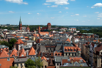 Fototapeta na wymiar Torun Poland, Cityscape with St James and St Catherine of Alexandria churches