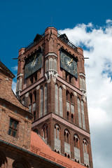 Torun Poland, view of Gothic Town Hall clock tower