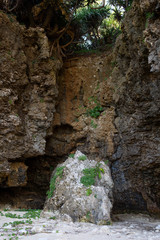 This is Okinawa, Japan. a cliff on the beach