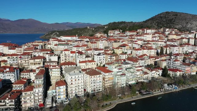 Kastoria aerial view of city, 4k footage