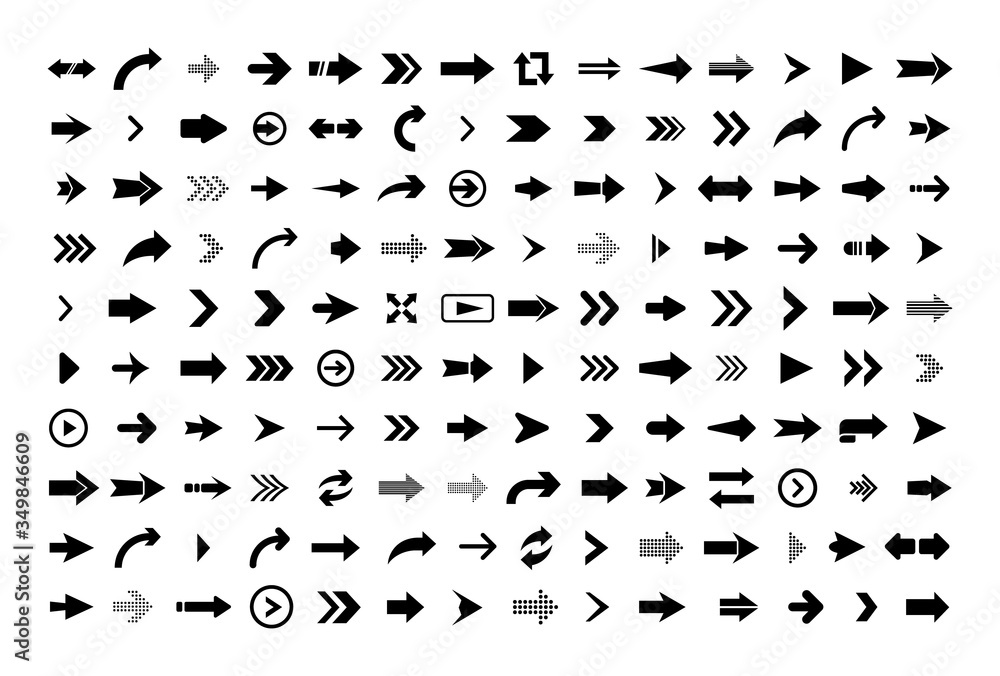 Aufkleber arrow icon. big set of vector flat arrows for web design, mobile apps, interface and more.