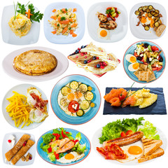 Collage of various breakfast foods on a white background