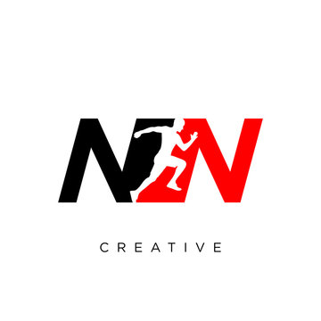 nn run logo design vector icon symbol
