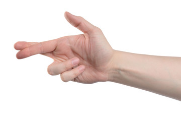 Male hand sign, isolated with clipping path on white background